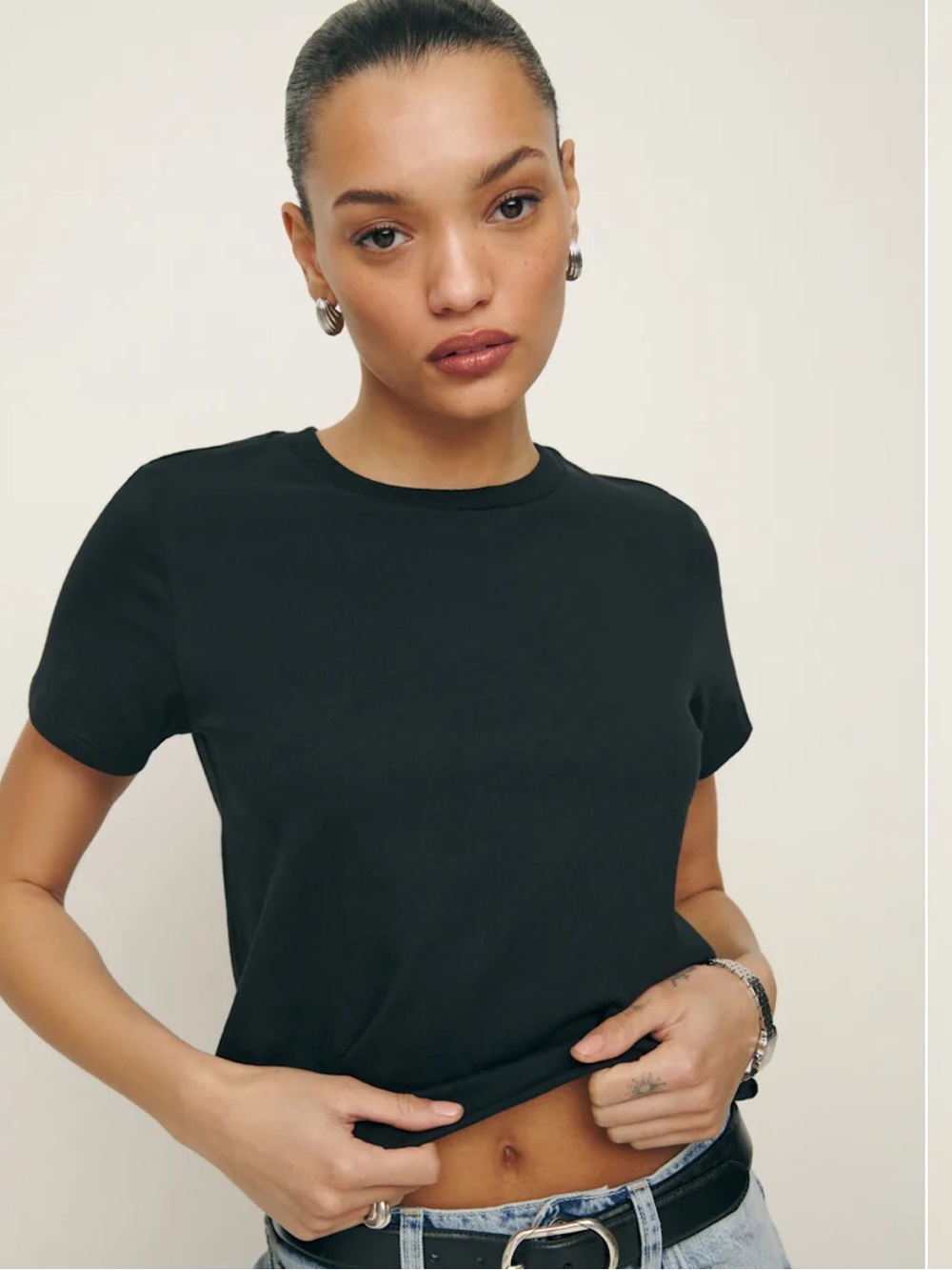 Reformation Classic Crew Tee Black - Size XS